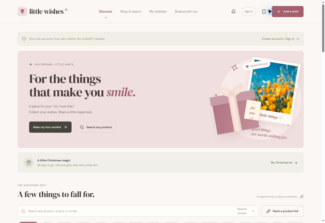 Little Wishes wishlist website